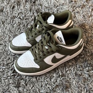 Nike Olive and White Low-Top Sneakers